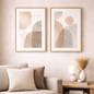 Living room with abstract art on the wall, a sofa, and decorative items.